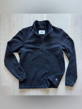 Reigning Champ 1/4 Zip Sweatshirt In Navy Blue French Terry - Size Small